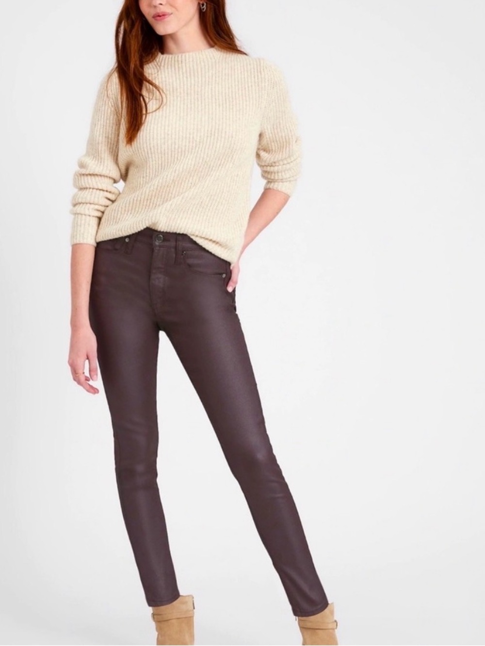 Banana Republic Coated Skinny Jeans in Dark Brown